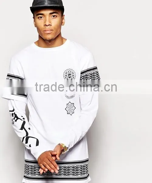 Lastest Men's Long 100% Cotton Screen Printing Oversized T Shirt photo-2