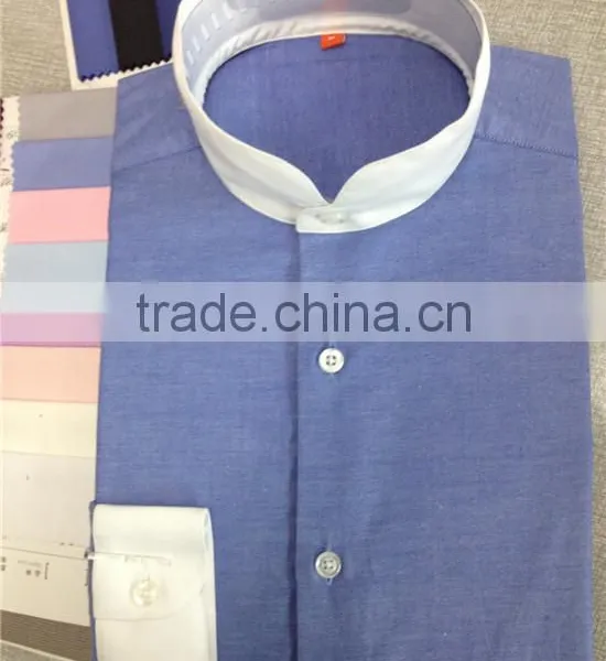 Mens banded collar contrast collar cuff shirts