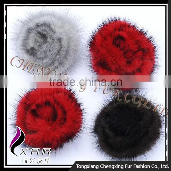 CX-A-26 Wholesale Handmade Genuine Mink Fur Flower Brooch Pin photo-2