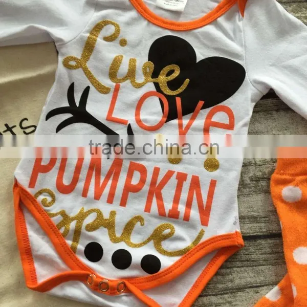 Infant Baby Girls Boutique Clothing Sets Toddler Halloween Outfits Live Love Pumpkin Romper Infant Toddler Girls Romper photo-2