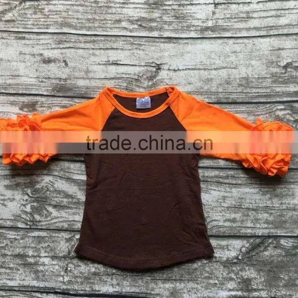 Free Shipping Girls Clothes O-neck Baby Girls Kids Icing Ruffle Raglan Tops Shirts Girls Casual Tops Fall Autumn Top T-shirt photo-5