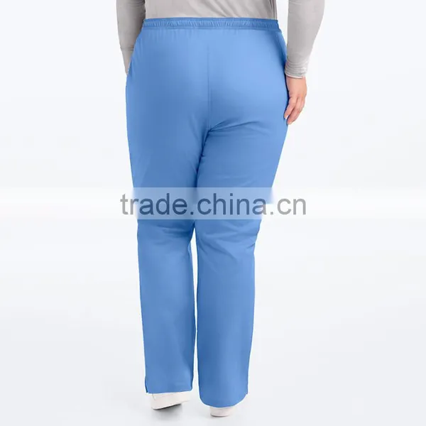 Plus Size Elastic Drawstring Waistband Medical Scrub Uniform Work Pants photo-2
