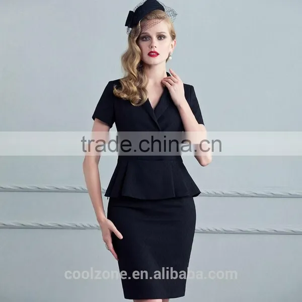 Women Summer Two Pieces Short Sleeve Blazer and Skirt Set Women Office Business Suit photo-4