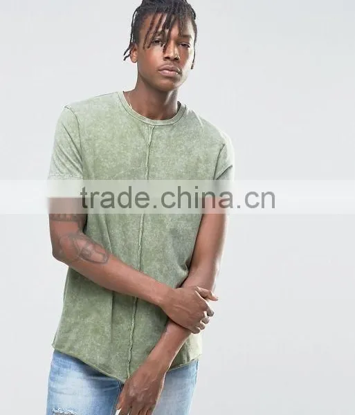 Longline T-Shirt In Acid Wash/stone Washed Green photo-2