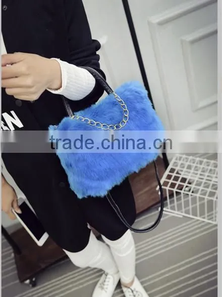 Fashion Simple Casual Style Solid Fur Chain Women Handbags photo-4