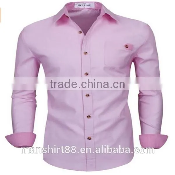 2016 New Wholesale Stylish Slim Fit Long Sleeve Contrast Custom Mens Casual Dress Shirts photo-3