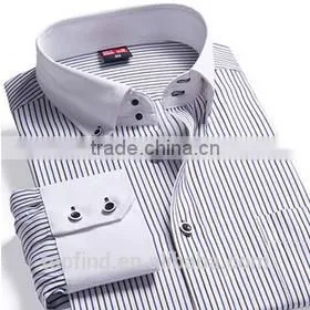 Latest Shirt Designs for Men 2015 Long Sleeve Stripe Casual Business Man Shirt photo-4