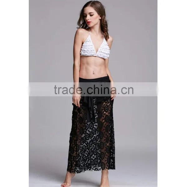 2016 Lady Casual Cover Up Long Black Convertible Lace Beach Dress photo-3