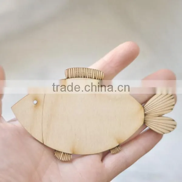 Big 12cm Wooden Fish Shape Craft Make Your Own DIY Decorations photo-2