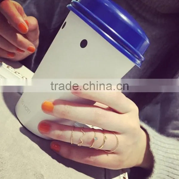 5 Pieces/set Women Gold Silver Wave Circle With Rhinestone Midi Finger Knuckle Rings photo-4