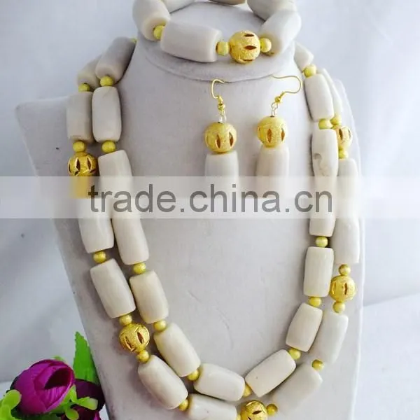 Unique Design !!! 2015 Natural White Coral and Yellow Shell Pearl Beads Jewelry Set photo-2