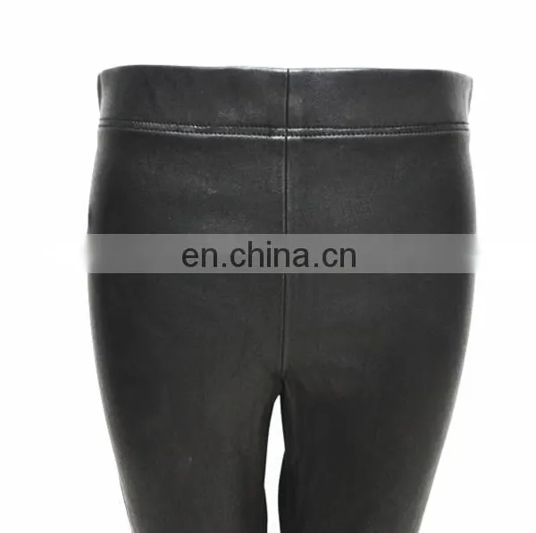Wholesale Stretch Knit Panel Leather Legging Stretch Pants photo-5