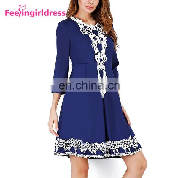 Fashion Lady Clothing Women Casual Long Sleeve Ladies Knee Length Dress photo-4