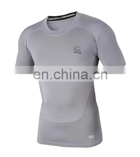 2017 Summer Men Compression Short-sleeve Tights Running T-shirts Athletic Workout Breathable Sportswear Wholesale photo-2