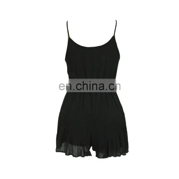Hot Sale Sexy Summer Women Sleeveless Solid Black Thin Straps Jumpsuit photo-2