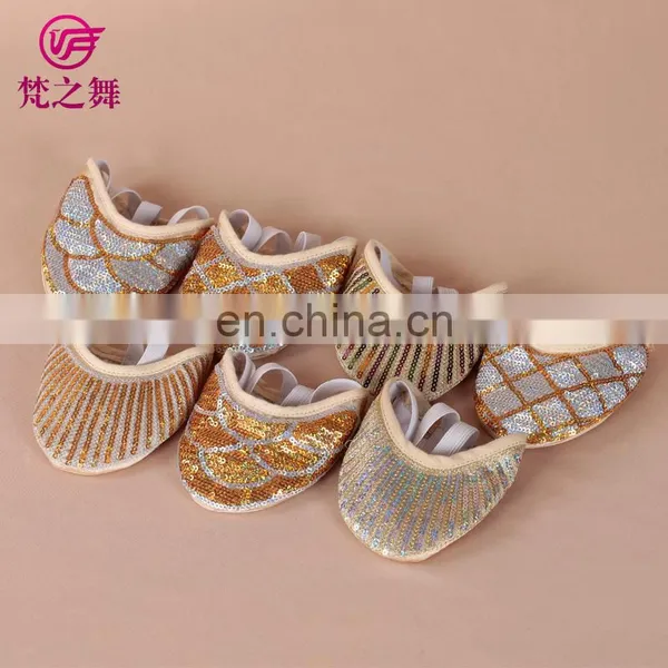 X-8054 Fashion Performance Full Sequins Half Sole Belly Dance Shoes