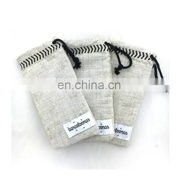 Custom Personalized Sunglasses Sleeve Sunglasses Cover Two Tone Cotton Jute Felt Microfiber Sunglasses Pouch photo-3