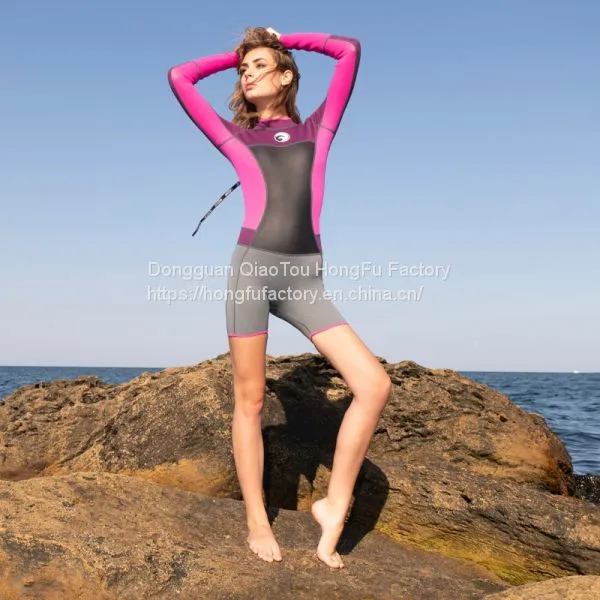 Women's One Piece 3mm Neoprene Long Sleeve Shorts Rash Guard Diving Wetsuit Surfing Suit Diving Suit With Zipper photo-3