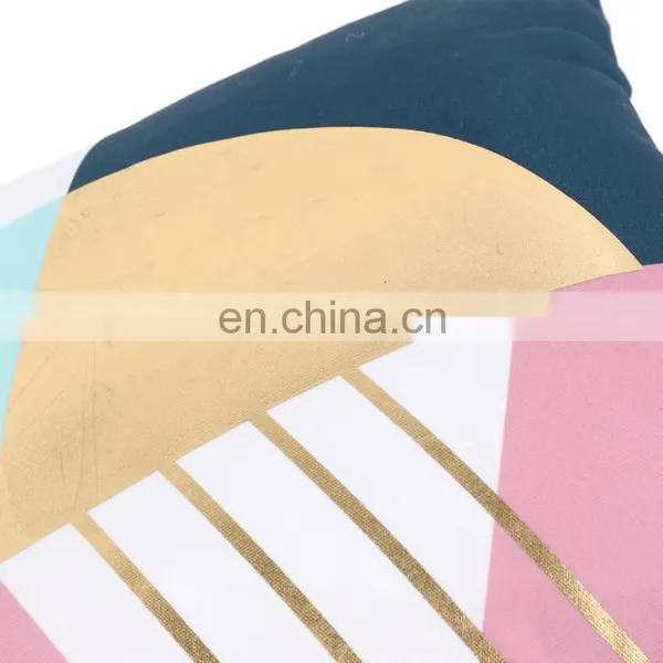 PU Patchwork Soft Geometric Print Decorative Square Throw Pillow/Cushion for Sofa Living Room photo-3