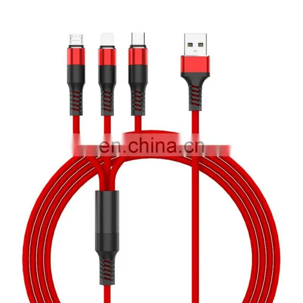 Multi 3 In1 USB Charging Cable Nylon Braided USB Cables Fast Multiple Charging Cords