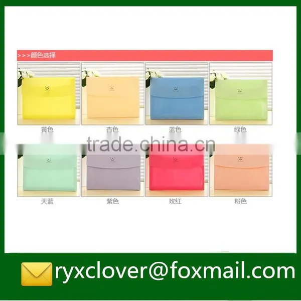 A4 Size Clear Plastic Button Colorful Envelope Document Bag photo-5