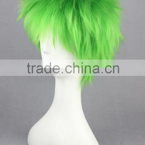 High Quality 35cm Short Straight Sabaku Kosuke Ueki Green Mixed Synthetic Anime Wig Cosplay Hair Wig Party Wig photo-3
