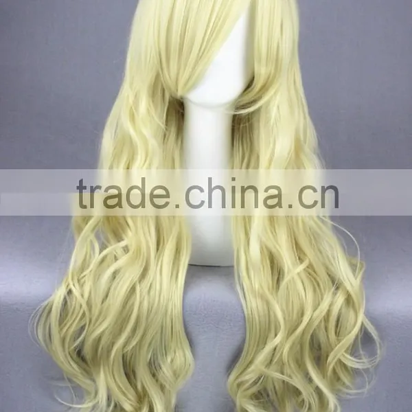 High Quality 80cm Long Wave K-ON!-Kotobuki Tsumugi Light Gold Synthetic Anime Wig Cosplay Hair Wig Party Wig photo-3