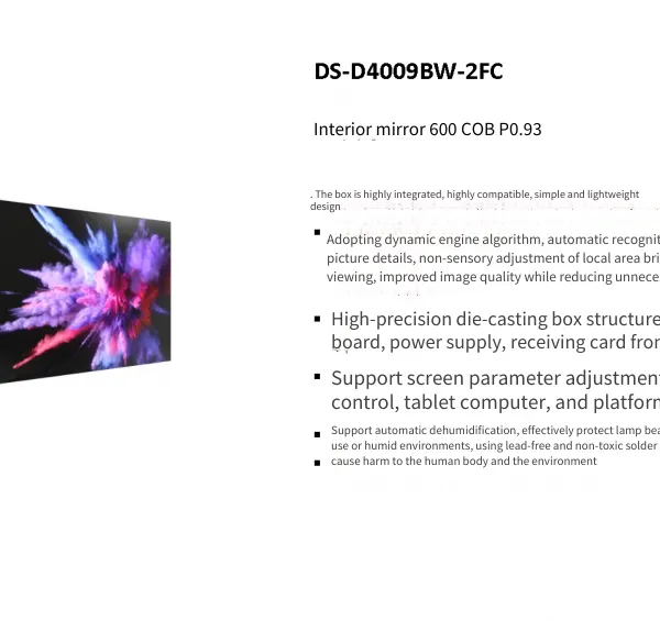 Hikvision Ds-d4009bw-2fc 600 Cob P0.93 Indoor Mirror Indoor Display Screen photo-4