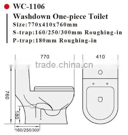 WC-1106 Washdown One-Piece Toilet With Soft Closing Cover Ramp Down Closer, Water Closet Toilet Bowl photo-2