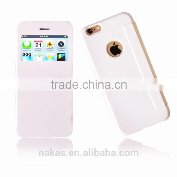 Leather Phone Case With View Window for IPhone 6, PC With Rubber Oil