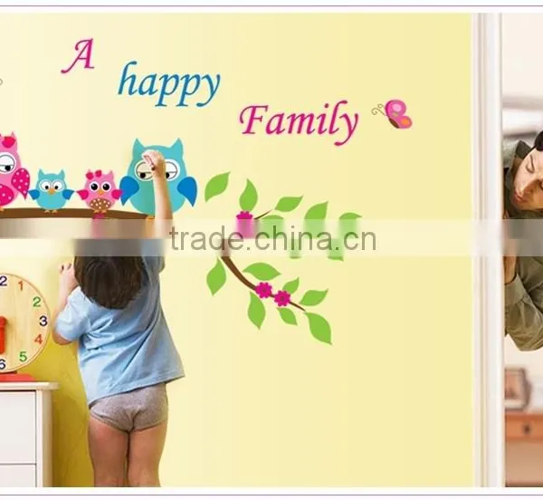 ALFOREVER A Happy Family the Owl on the Tree Sticker,owl Tree Decals photo-2