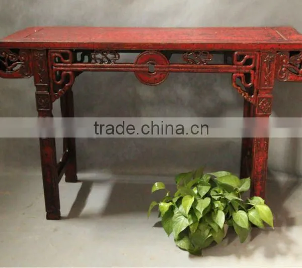 Chinese antique red console table