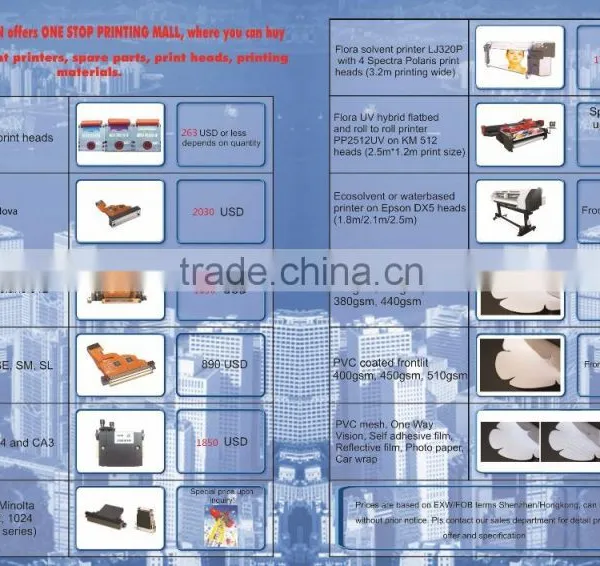 Konica, Xaar, Spectra Print Heads, Printers, Printing Materials