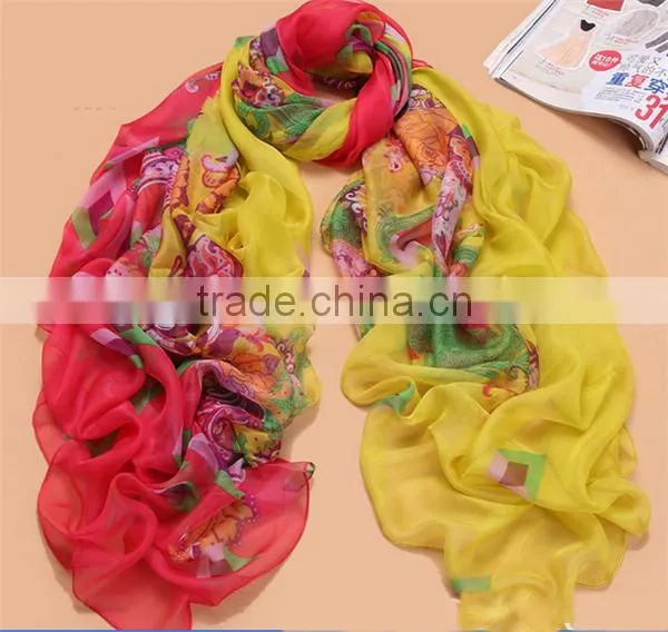 Promotional Latest Design Colorful Silk Chiffon Scarf photo-6