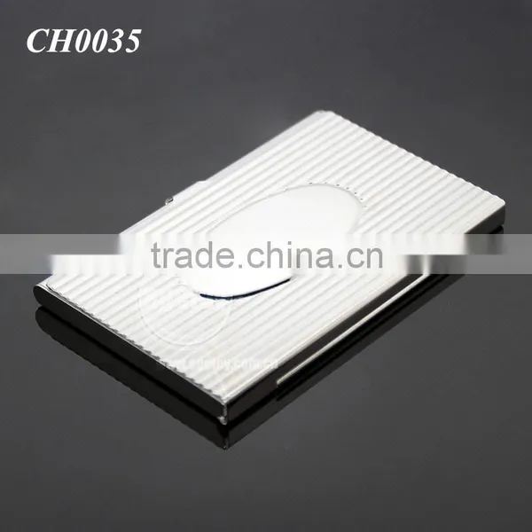 New Arrival High-Grade Name ID Card Box Organizer Lines Emboss Oval Metal Business Card Case Stainless Steel Card Holder photo-3