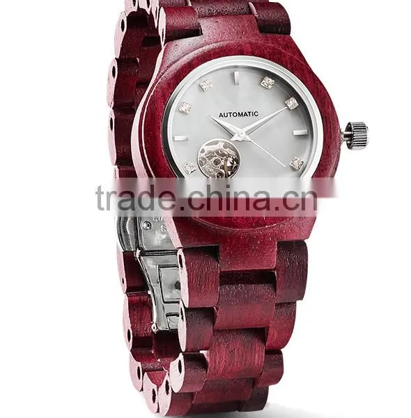 2016 New Womens Wooden Watches Partial Skeleton Watch
