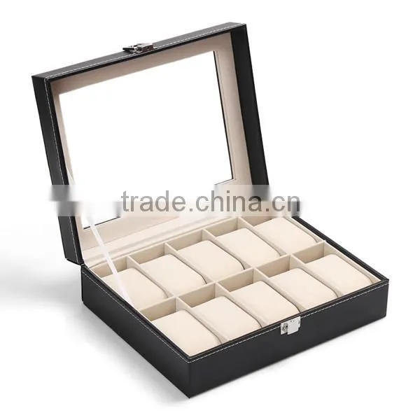 Custom 12 Slot Mens Leather Watch Storage Box photo-2