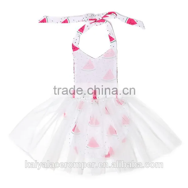 2016 Hot Sale Baby Ruffle Watermelon Printed Romper Backless Girls Fashion Breathable Romper photo-2