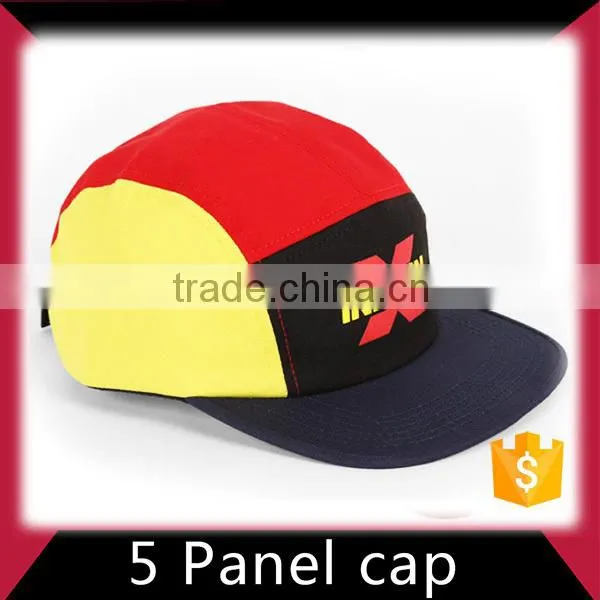Fancy 5 Panels Custom Logo Snapback Cap and Hat With Leather Patch