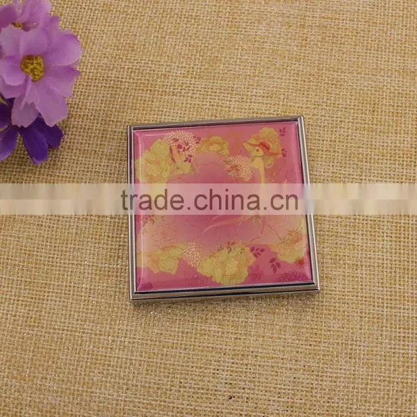 Good Quality Promotion Gift Square Bling Compact Mirror / Pocket Mirror for Girls photo-3