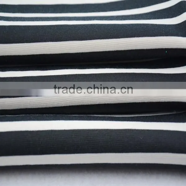 Jiufan Textile Stripe Printed Spun Polyester Spandex Single Jersey Knit Ponte Roma Fabric photo-3