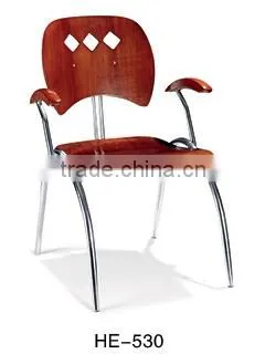 Wood frame coffee shop chairs / restaurant chaiir with Chromed metal leg HE-530