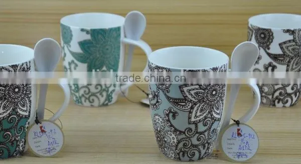 14OZ Colorful Merry Christmas Fully Decal Printed Coffee Cups, Shiny Surface New Bone China Mug, KL5001-A423 photo-2