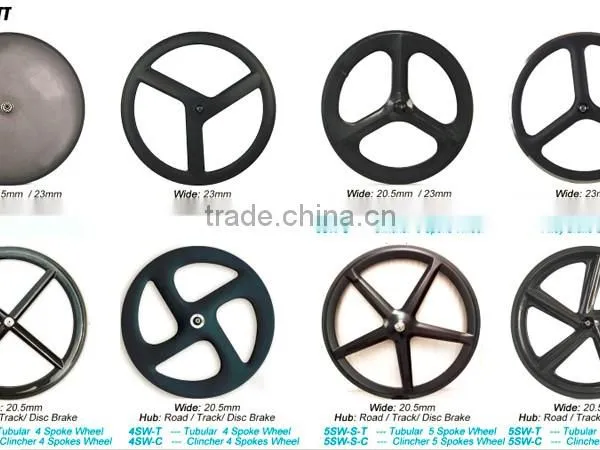 CarbonBikeKits High Quality Carbon Clincher 3 Spokes Wheel 3SW-C photo-5