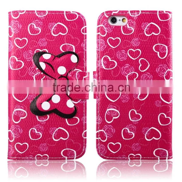 Patent Design Bowknot Button Wallet Leather Case For IPhone 5/5s photo-3