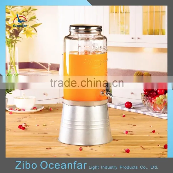 Eco-friendly 5.8L Old Fashion Juice Jars Clear Glass Water Beverage Dispenser Glass With Tap Quality Choice