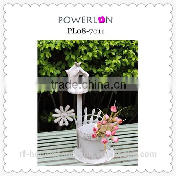 Vintage Handcraft Romantic Wrought Iron Flower Pot Holder Outdoor Decorative photo-2