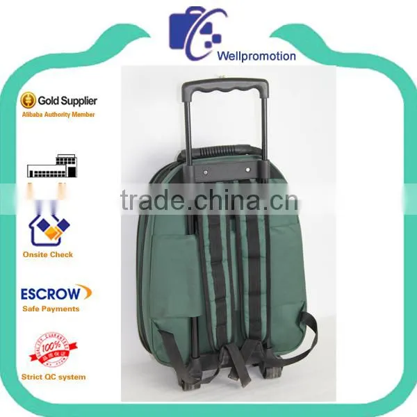 Dark Green School Backpack With Trolleys photo-2