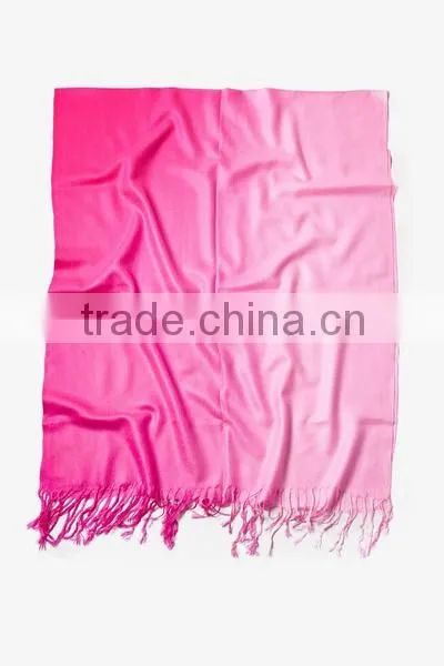 Pink Acrylic Gradient Rainbow Viscose Pashmina Scarf photo-2