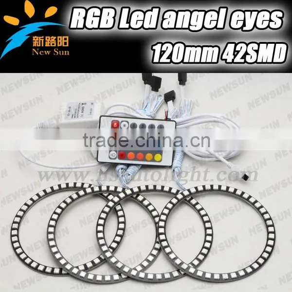 4 x 120mm LED SMD Angel Eyes RGB 5050SMD Auto LED Angel Eyes ring with controller led ring angel eyes headlights